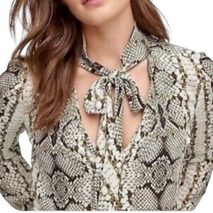 J. Crew Drapey Tie-Neck Top in Snakeskin Print